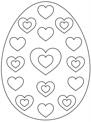 Easter Egg With Hearts Coloring Page